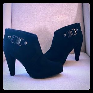 Black Suede Booties - G By GUESS / Size 9